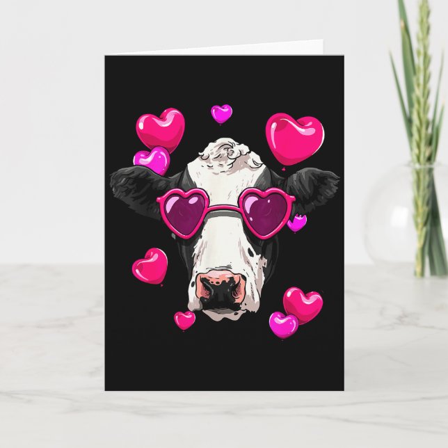 Ko Valentines Day Tröja Ko Huvud Hjarta Ko Älskare Kort (Framsida)