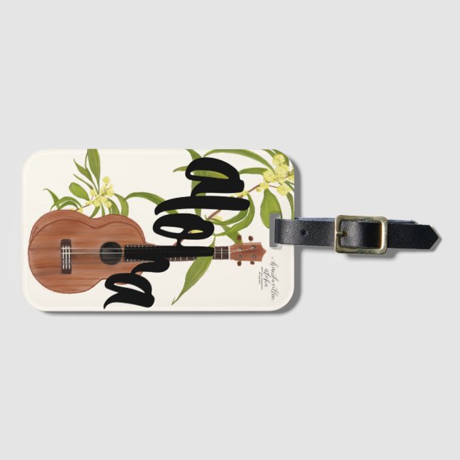 Koa Ukulele Aloha-märke Bagagebricka (Framsida horisontal)
