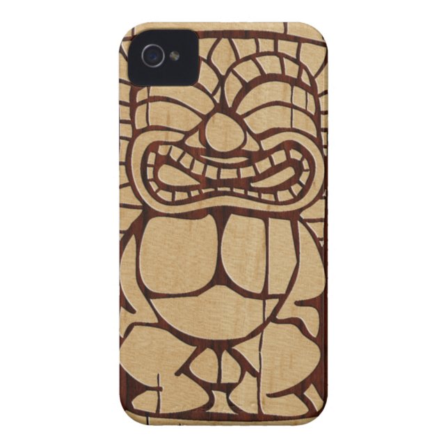 Koa Wood Tiki Ailani surfingbrädaiphone 4 cases Case-Mate iPhone Skal (Baksidan)