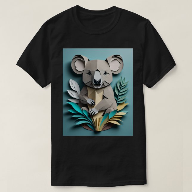 Koala 3D Papper konstdesign T-shirt (Design framsida)