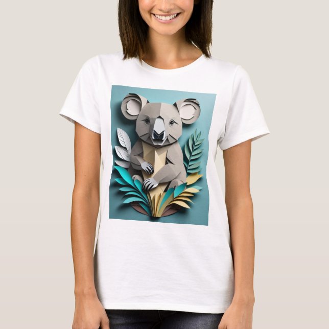 Koala 3D Papper konstdesign T-shirt (Framsida)