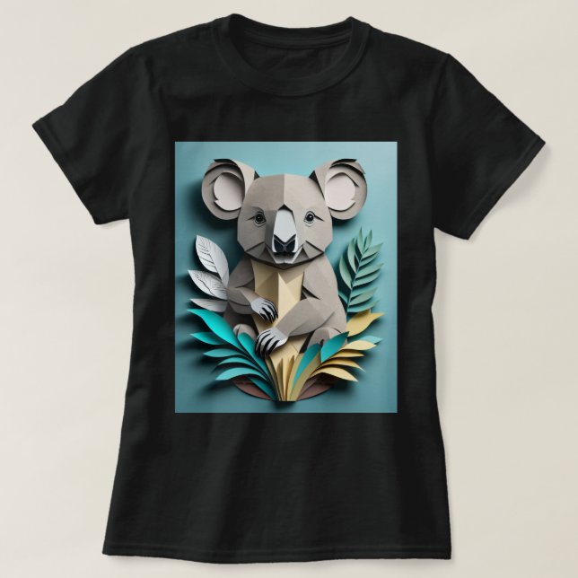 Koala 3D Papper konstdesign T-shirt (Design framsida)
