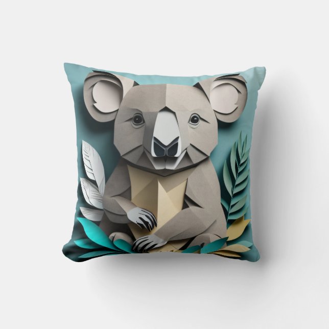 Koala 3D Papper konstdesign T-shirt Kudde (Framsida)