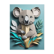 Koala 3D Papper konstdesign T-shirt