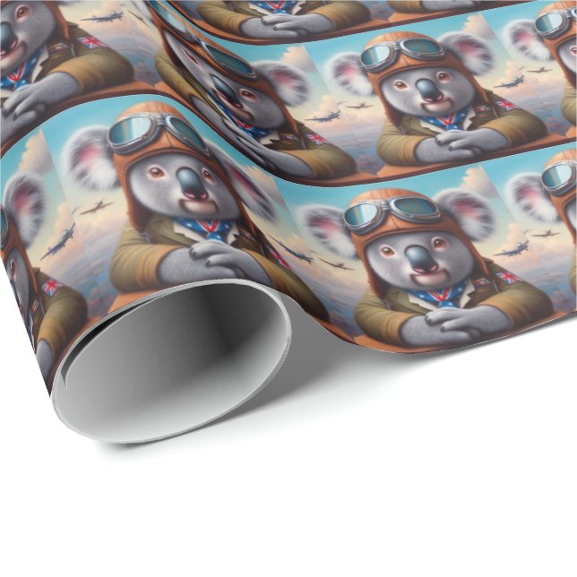 Koala Airplan Pilot Presentpapper (Rullad Hörn)