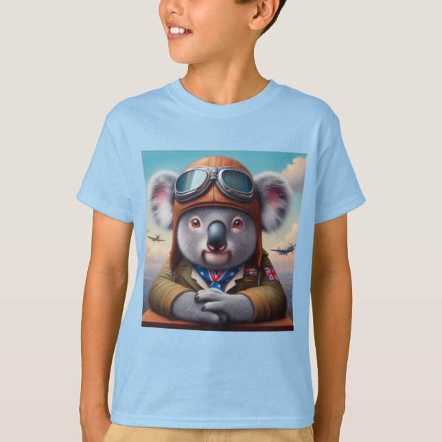 Koala Airplan Pilot T Shirt (Framsida)