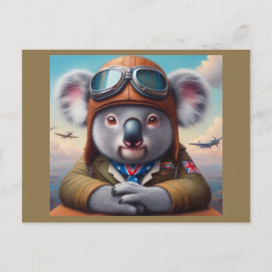 Koala Airplan Pilot Vykort