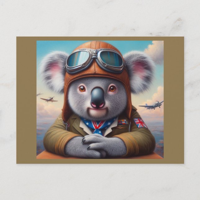 Koala Airplan Pilot Vykort (Framsida)