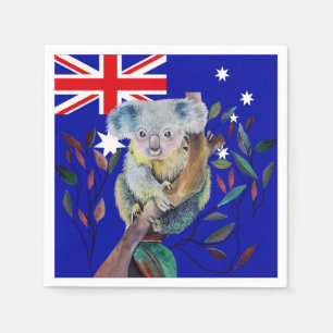 Koala akvarell gummi träd australienska flaggan pappersservett