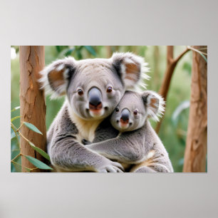 Koala Animal Nature Wildlife Affection Caring Poster