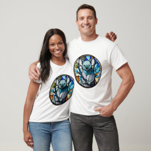 Koala Animal Porträtt Stached Glass Wildlife Free T Shirt