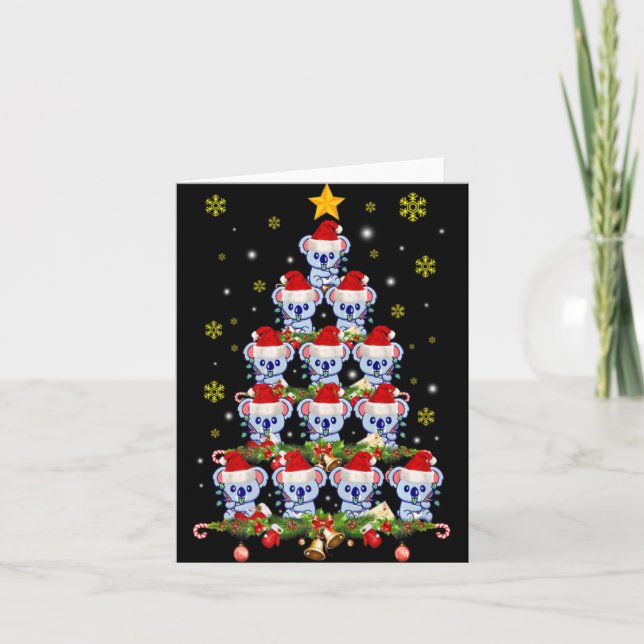 Koala Animal Xmas Koala Christmas Tree T Shirt  Kort (Framsida)