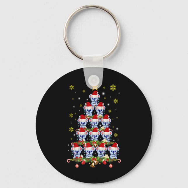 Koala Animal Xmas Koala Christmas Tree T Shirt  Nyckelring (Framsida)