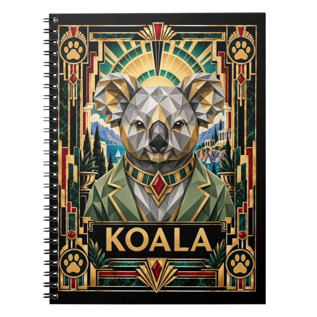 Koala, Art Deco Wildlife Anteckningsbok (Framsidan)