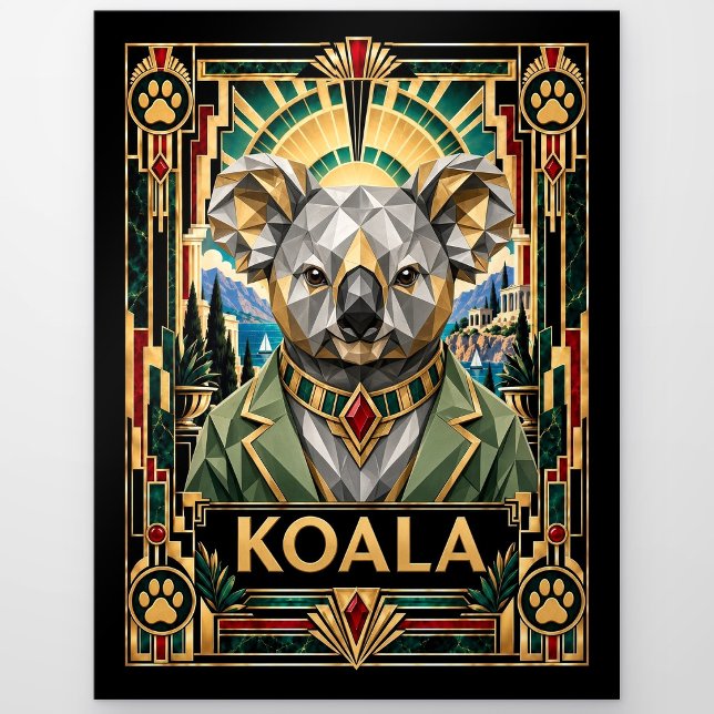 Koala, Art Deco Wildlife Vykort (Skapare uppladdad)