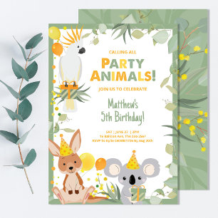 Koala Australian Animals Birthday Investigation Inbjudningar