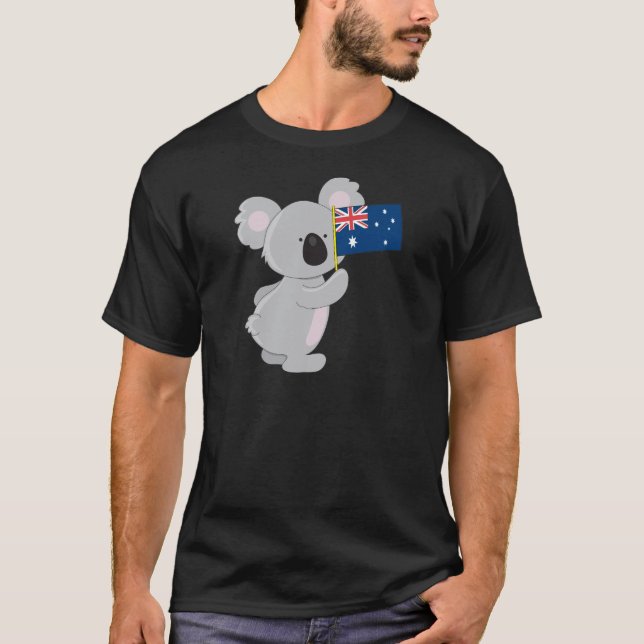 Koala Australian Flagga T Shirt (Framsida)