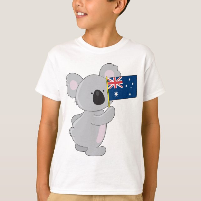 Koala Australian Flagga Tee Shirt (Framsida)