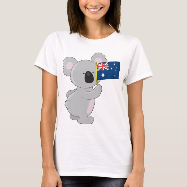 Koala Australian Flagga Tee Shirt (Framsida)
