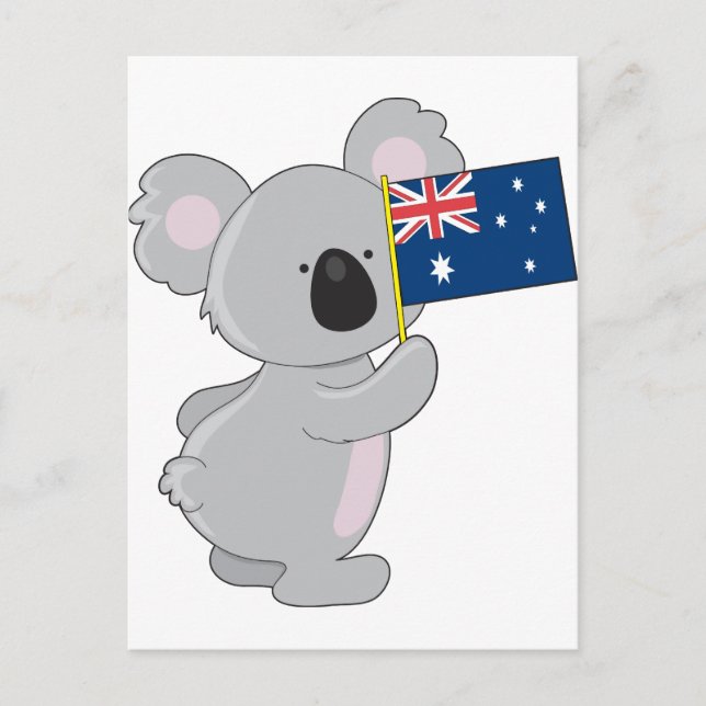 Koala Australian Flagga Vykort (Framsida)