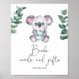 Koala baby shower - böcker kort och presenter poster