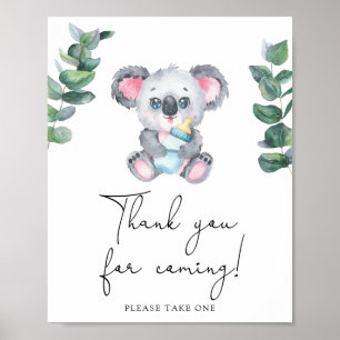 Koala baby shower - Tack för att du kom  Poster