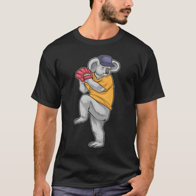 Koala Baseboll Basebollhandske T Shirt (Framsida)