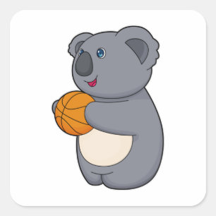 Koala Basketball-spelare Basketball Fyrkantigt Klistermärke