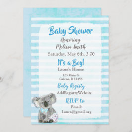 Koala Bear a Boy Baby Shower-inbjudningar Inbjudningar