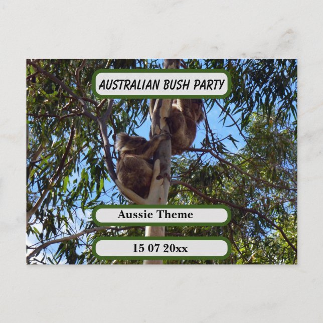 Koala Bear Aussie Bush Party Australien Stil, Helg Vykort (Framsida)