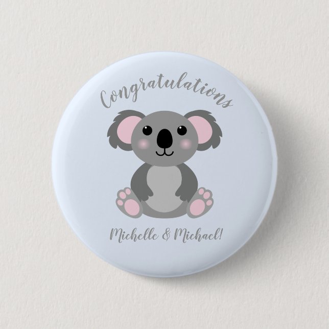 Koala Bear Baby Shower Blue Boy Knapp (Framsida)