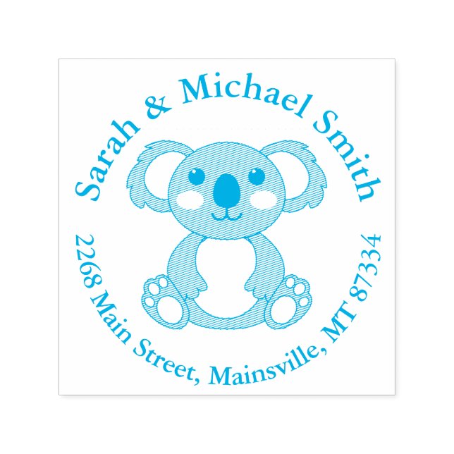Koala Bear Baby Shower Blue Boy Självfärgande Stämpel (Design)