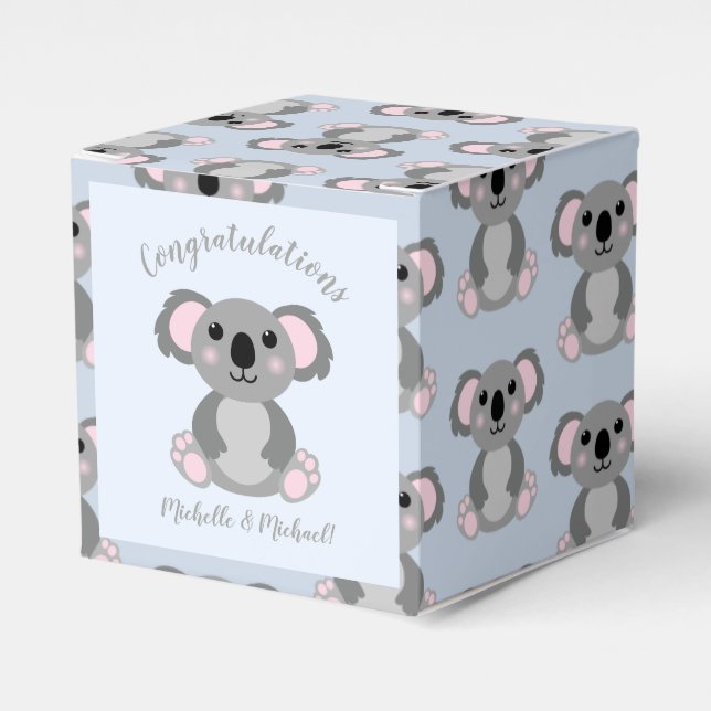 Koala Bear Baby Shower Blue Presentaskar (Framsidan Sidan)
