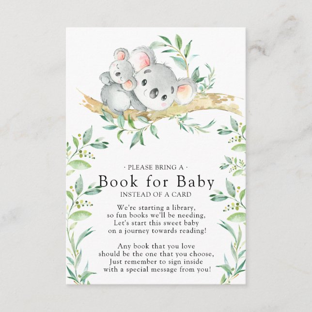 Koala Bear Baby Shower Bok för Baby Card Tilläggskort (Framsida)