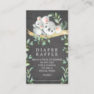 Koala Bear Baby Shower Diaper Raffle Biljett Tilläggskort