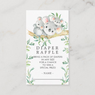 Koala Bear Baby Shower Diaper Raffle Biljett Tilläggskort