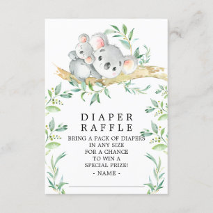 Koala Bear Baby Shower Diaper Raffle Biljett Tilläggskort