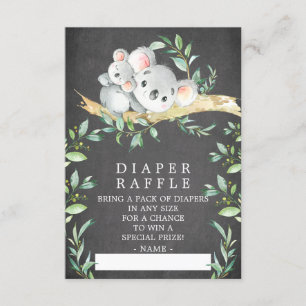 Koala Bear Baby Shower Diaper Raffle Biljett Tilläggskort