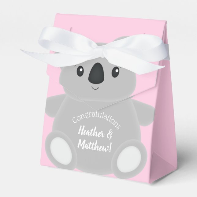 Koala Bear Baby Shower Girl Presentaskar (Framsidan Sidan)