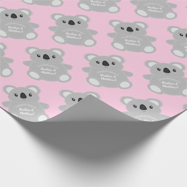 Koala Bear Baby Shower Girl Presentpapper (Hörn)