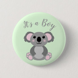 Koala Bear Baby Shower Grönt Gender Neutral Knapp