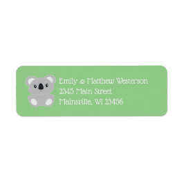 Koala Bear Baby Shower Returadress Etikett