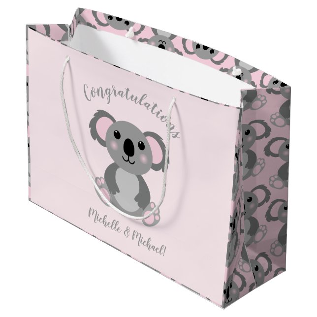 Koala Bear Baby Shower Rosa Girl (Baksidan Vinklad)