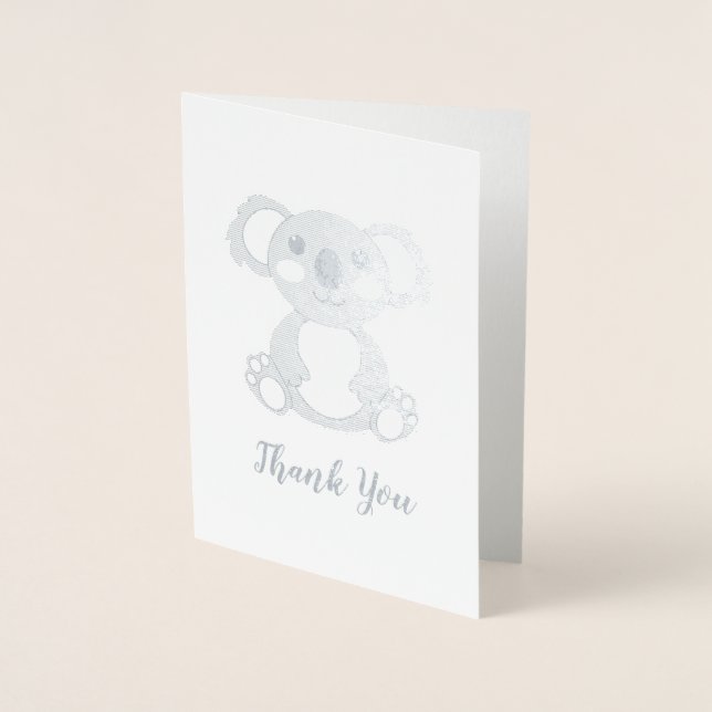 Koala Bear Baby Shower Rosa Girl Folierat Kort (Framsida)