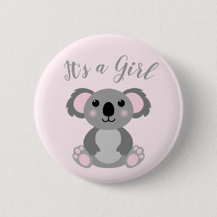 Koala Bear Baby Shower Rosa Girl Knapp