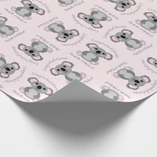 Koala Bear Baby Shower Rosa Girl Presentpapper