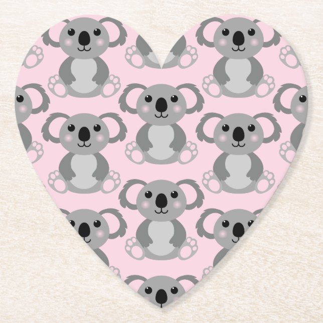 Koala Bear Baby Shower Rosa Girl Underlägg Papper (Framsida)