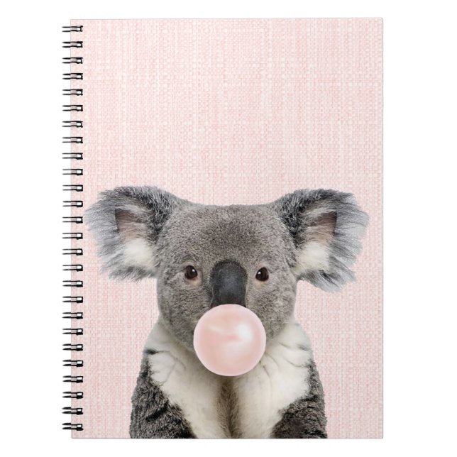 Koala Bear Blowing Rosa Bubble gumm Anteckningsbok (Framsidan)