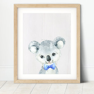 Koala Bear Bowtie Nursery Art Skriv ut Poster