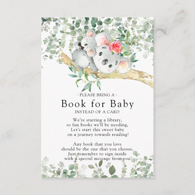 Koala Bear Boys Baby Shower Bok för Baby Card Tilläggskort (Framsida)